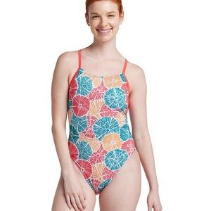 Speedo Lace up Tie Back One Piece Swimsuit Size 30